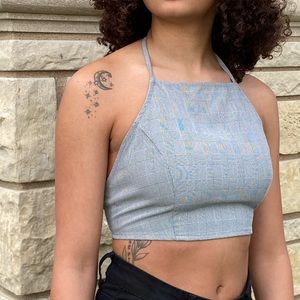 Plaid halter crop top